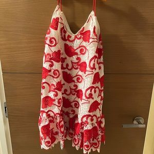 Alexis red and white dress